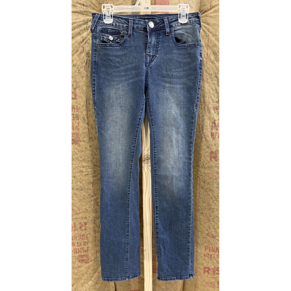 True Religion Mid Rise Straight Jeans Blue Medium Wash Women's Size 26